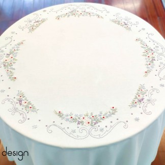 Round table cloth- Rose embroidery (size 180 cm)